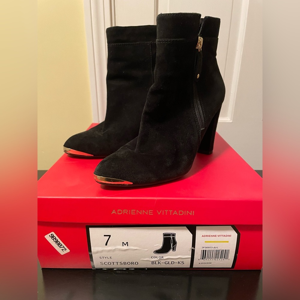 Black suede heeled boots